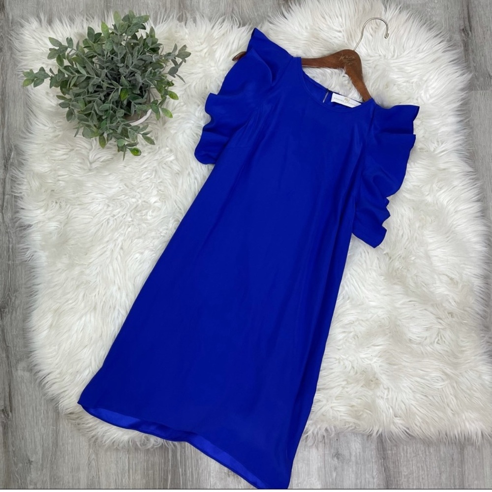Amanda Uprichard Silk Sleeveless Flair Sleeve Dress